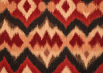 Seamless ikat red and beige geometric texture pattern