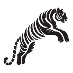 Jumping Tiger Silhouette Vector Illustration for Wildlife Designs