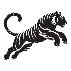 Leaping Tiger Silhouette Vector Illustration a Powerful Design