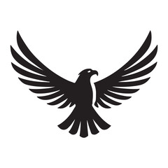 Majestic Eagle Silhouette with Spread Wings Illustration