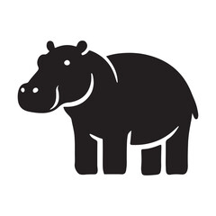 Cute Hippopotamus Silhouette Vector Illustration