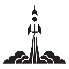 Launching Rocket Silhouette Vector Illustration Design