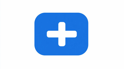 Fototapeta premium Emergency Services App Icon with White Plus on Blue Background