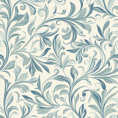 Simple Rangoli Seamlesspattern Delicate floral pattern in soft blue tones on a light background, perfect for textiles or wallpaper designs.
