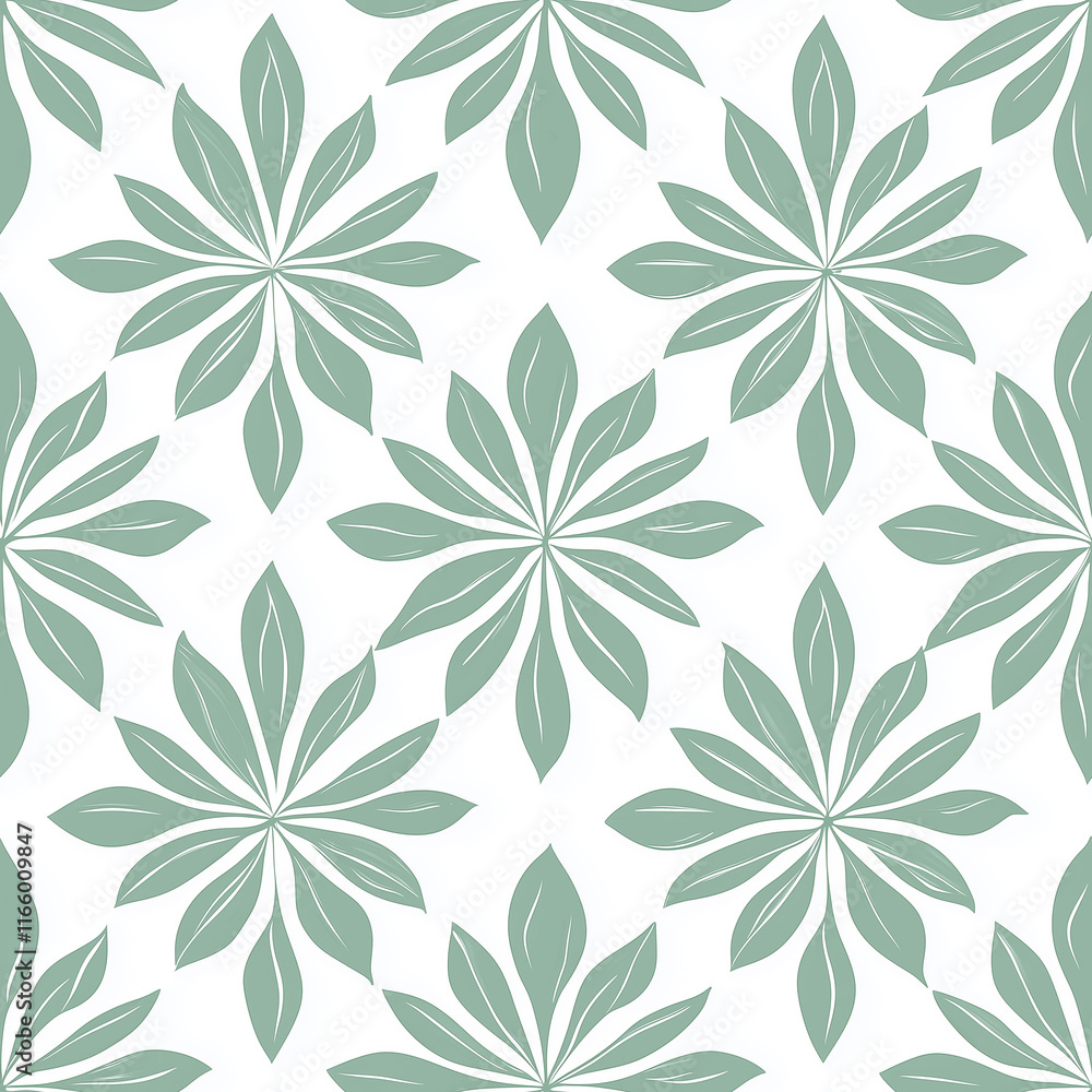 Aufkleber simple rangoli seamlesspattern pattern of stylized leaves in a repeating design, featuring a soft mi