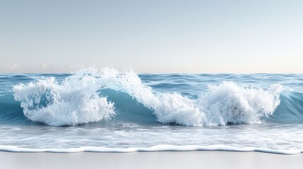 Fototapeta premium Ocean waves crashing on sandy beach.