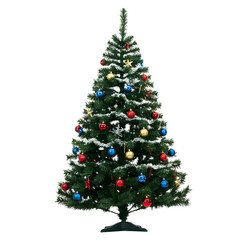 A freshly cut Christmas tree with ornaments. png isolated background. transparent background.