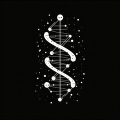 Obraz premium Abstract DNA Spiral Design with Dots and Lines
