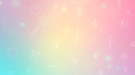Pastel Background Featuring Christian Crosses and Symbols