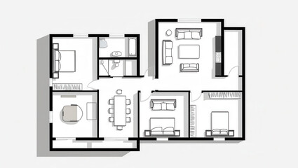 Interactive floor plan design for modern homes digital layout minimalist style top view