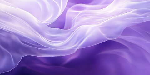 Obraz premium Abstract fluid waves, ethereal purple and white gradients, smoky textures, flowing energy, cosmic nebula, silk-like ripples, dream-like atmosphere, soft focus, mystical aura, violet hues, wispy curves