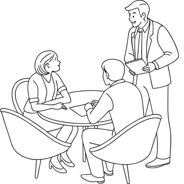 business meeting black and white line art clip art preview