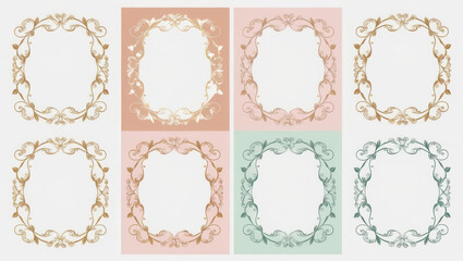 Elegant floral frames for invitations crafting projects digital art light pastel backgrounds