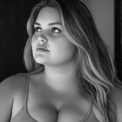 Fototapeta premium A stunning black and white portrait highlighting beauty and grace.