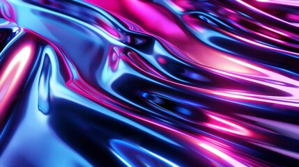 Obraz premium Pink and blue iridescent wallpaper creating a beautiful and surreal wavy pattern reflecting light