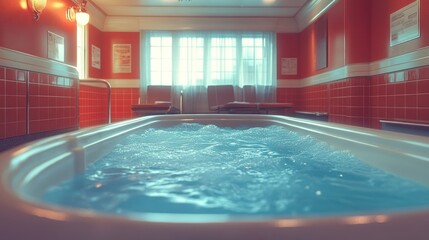 Obraz premium Relaxing spa jacuzzi with bubbling water.