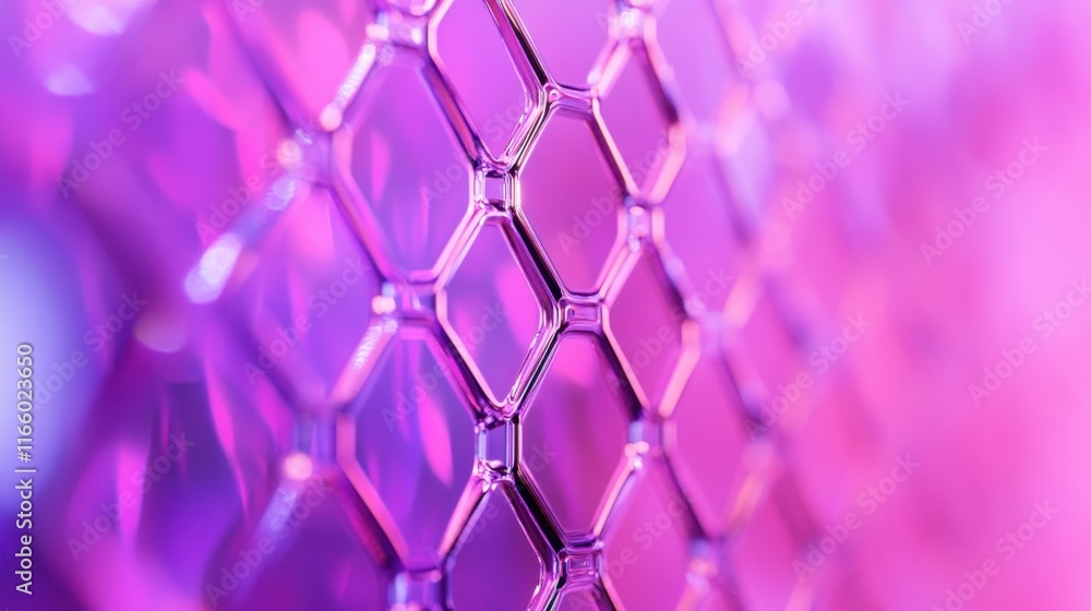 Poster network of interconnected, hexagonal shapes, resembling a microscopic structure or a futuristic latt