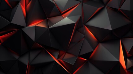 Naklejka premium Black and red geometric wallpaper with triangles and light creating an abstract and modern design, perfect for adding a touch of elegance and style