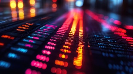 A close-up shot of a computer keyboard lit up by colorful lights, ideal for use in tech-related projects or as a creative visual element