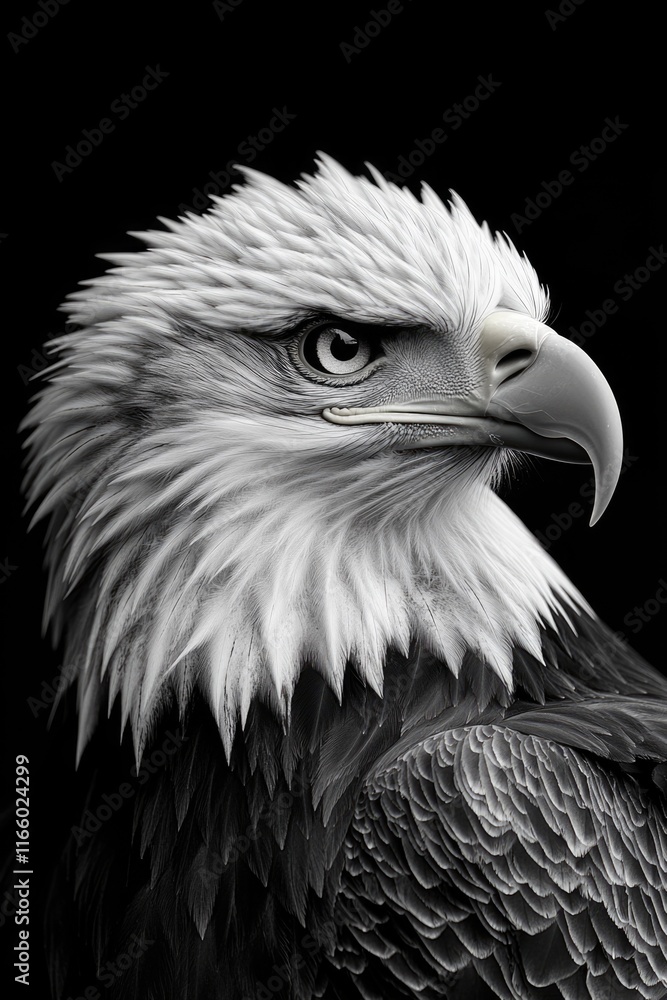 Poster A majestic eagle in a monochrome image, suitable for use in editorial or creative contexts