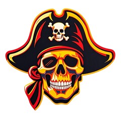 Fototapeta premium Pirate Head Illustration with Hat and Eye Patch