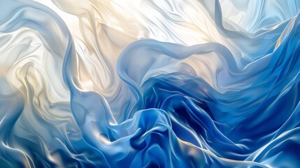Obraz premium Abstract wallpaper background with flowing smooth lines and waves of blue and beige colors creating a dynamic and elegant design