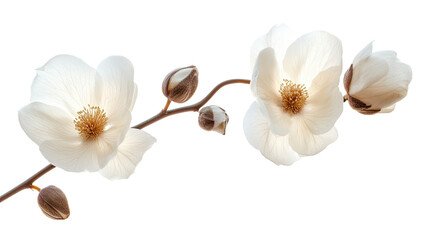 Naklejka premium Cotton flower isolated on white transparent background