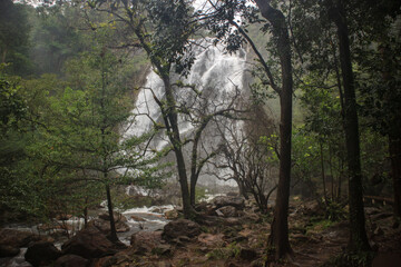 Khlong Lan Waterfall, lush green forest, complete forest area in Khlong Lan National Park