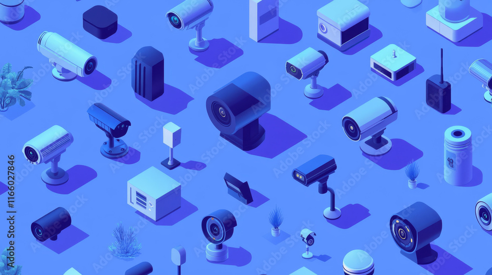 Poster smart home banner. internet of things security technologies concept. vector landing page of house co