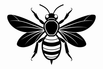 A bee with a black face and wings. Bee logo silhouette vector illustration

