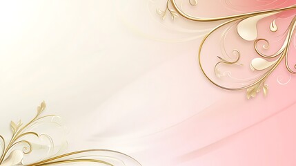 Elegant Gold Floral Design on Pink and Cream Background