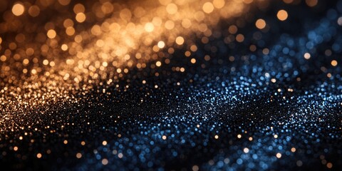 Blurry image of a blue and gold background, suitable for creative projects