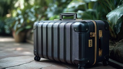 A suitcase sits alone on the ground, awaiting its owner's return