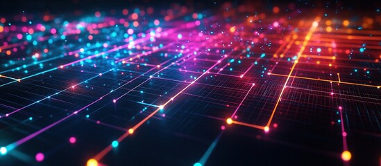 Fototapeta premium Abstract network glowing lines and nodes.