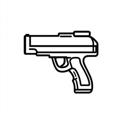 A Line Drawing Of A Handgun Is Shown