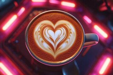A cup of coffee with a heart drawn on the surface, a simple yet thoughtful gesture