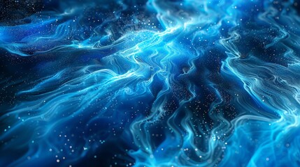 Abstract blue energy field flowing with particles, creating a dynamic and futuristic background, perfect for digital art and wallpapers