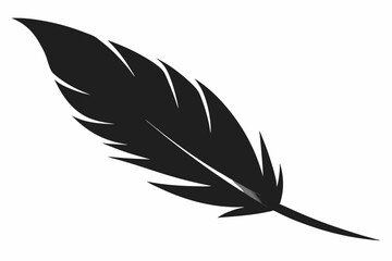 A black feather with a black feather on it. Download Feather Silhouette Icon Transparent svg File for Design

