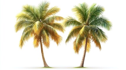 A pair of palm trees on a clean white surface
