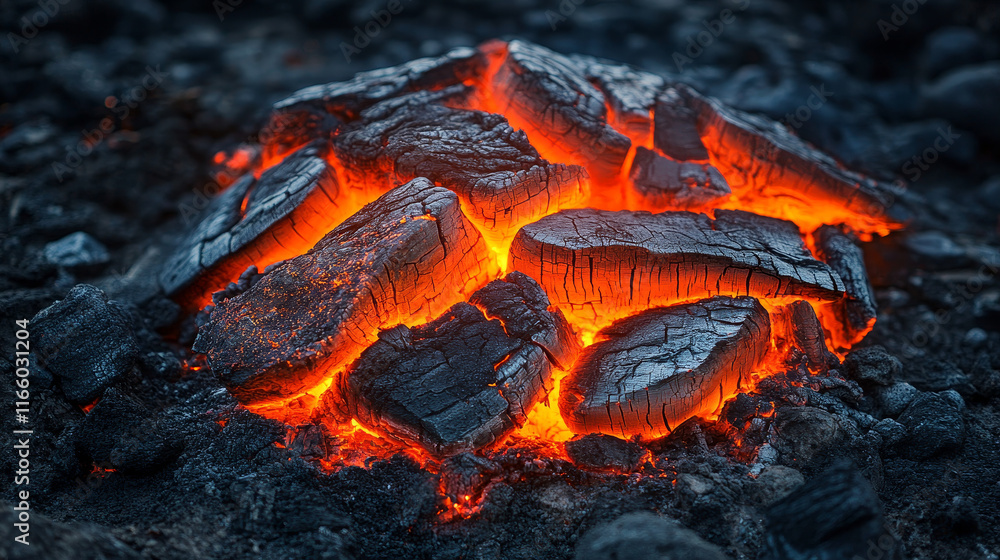 Aufkleber lava rock with crack and light texture vector volcano set. fire and magma in broken stone effect wit