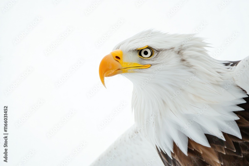 Poster close-up image of a bird of prey's face and beak