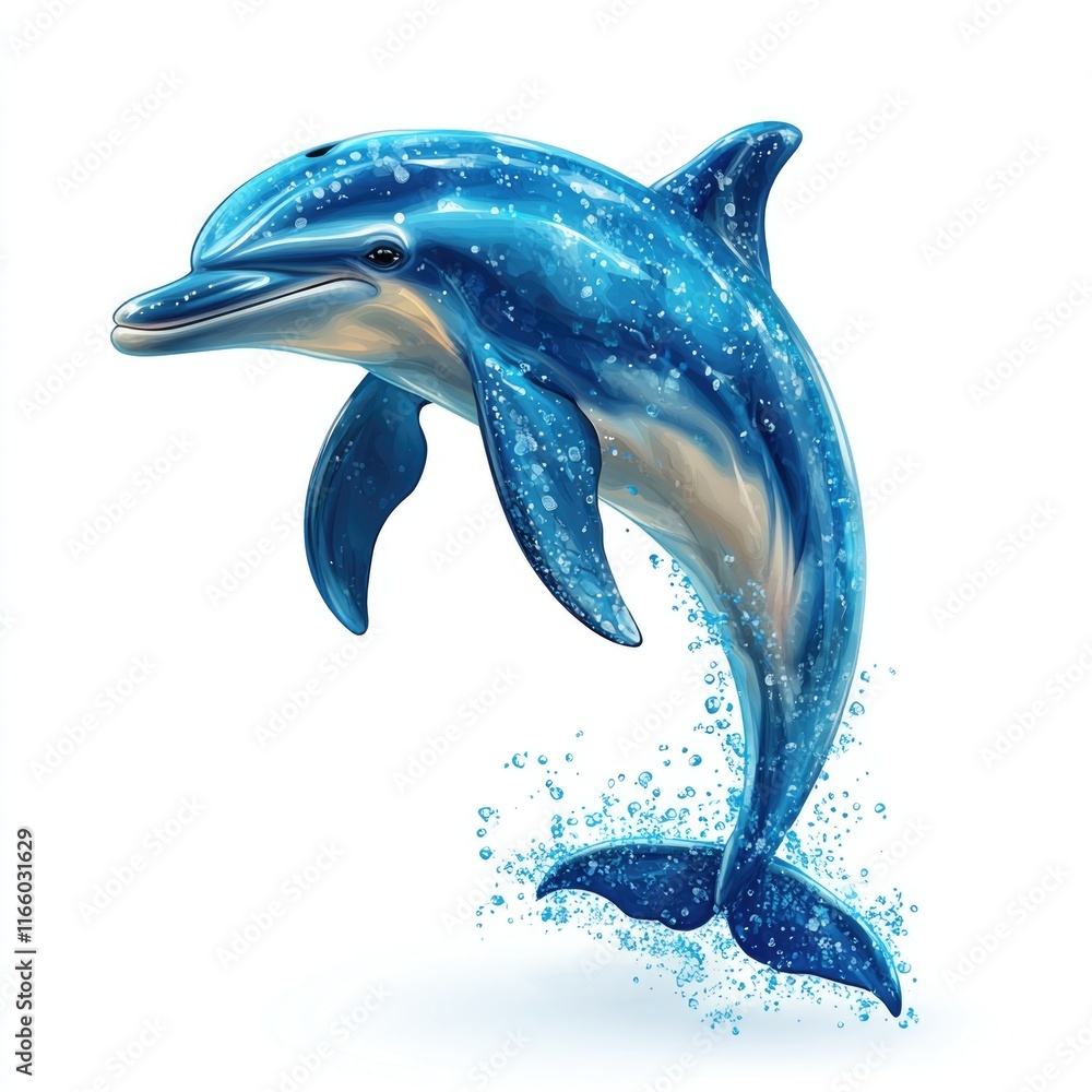Poster dolphin leaping from sea with splash