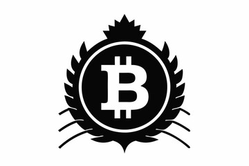 Bitcoin Glyph Solid Black Illustration. Bitcoin sign cryptocurrency vector illustration. Bitcoin silhouette vector illustration 
