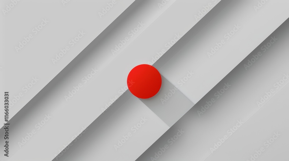 Poster Minimalist abstract background featuring diagonal gray stripes and a vibrant red circle, creating a modern and stylish design