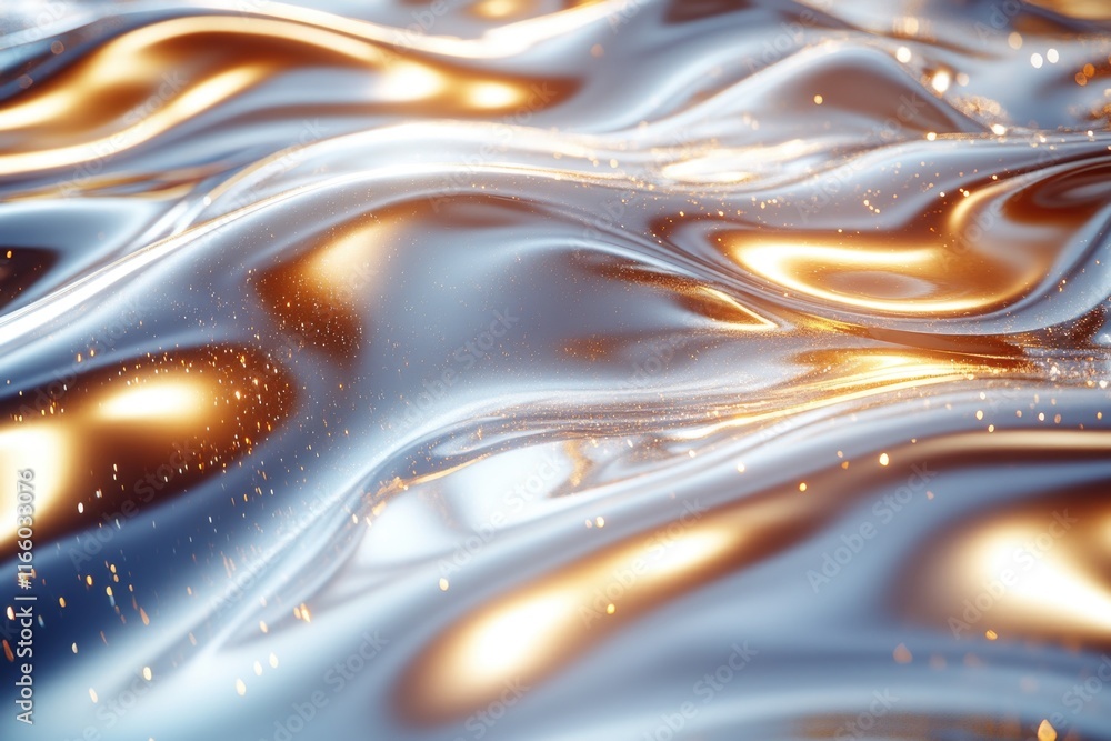 Poster A close-up view of the shiny surface of water with ripples and reflections