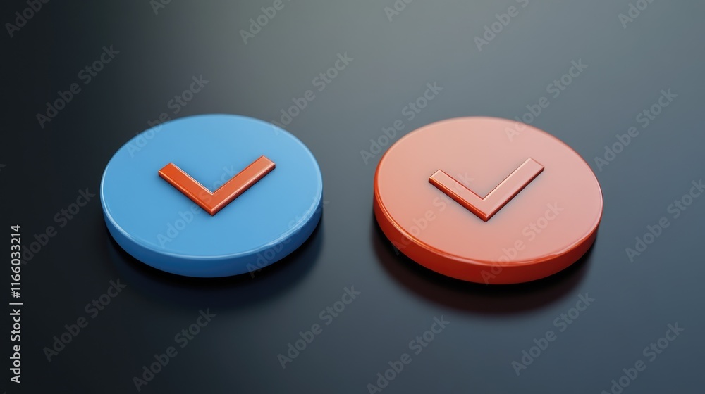 Poster A detailed view of two buttons on a table