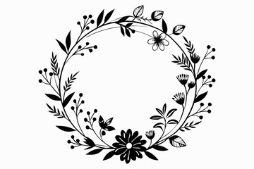 Floral Circle Frame Vector Set vector illustration
