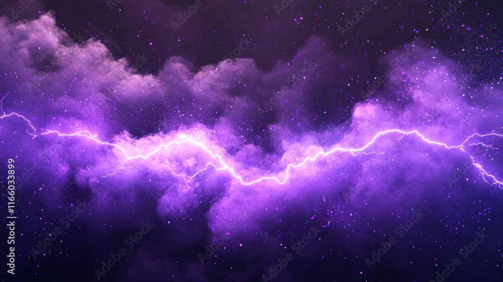 Poster purple lightning and smoke effect frame background. 3d abstract thunder glow cloud border design ele