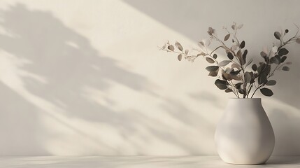 Dried Eucalyptus Branches in a White Vase