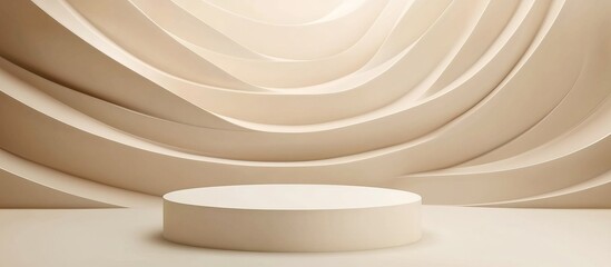 Obraz premium Beige abstract background with a cylindrical podium.